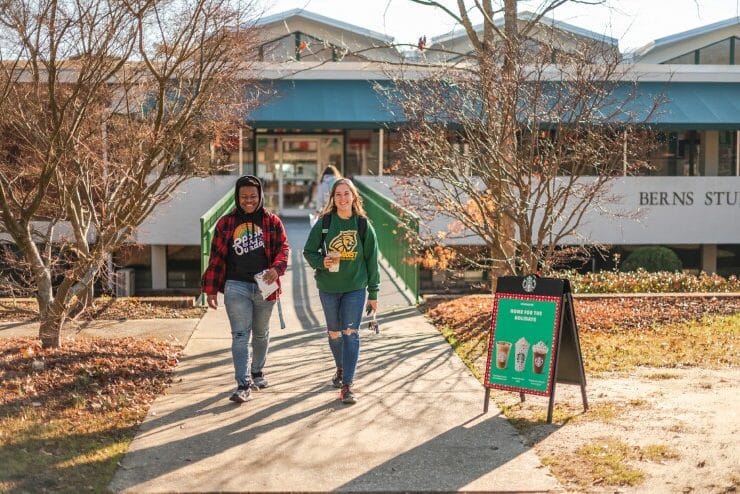 Students walking outside Berns Student Center