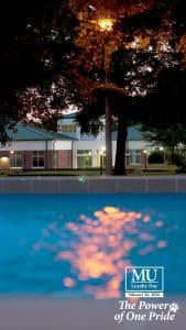 Clark Hall on campus with the Methodist University Loyalty Day logo