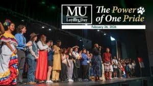 Students perform at Pangea with the Methodist University Loyalty Day logo