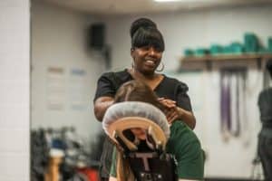 A student receives a massage