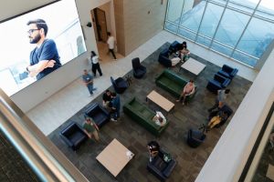 A view from the balcony in the School of Medicine