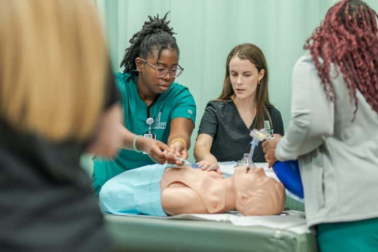 Physician Assistant students conduct a laboratory exercise.