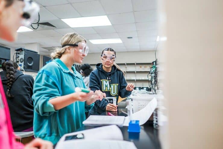 Students at work in the Chemistry lab
