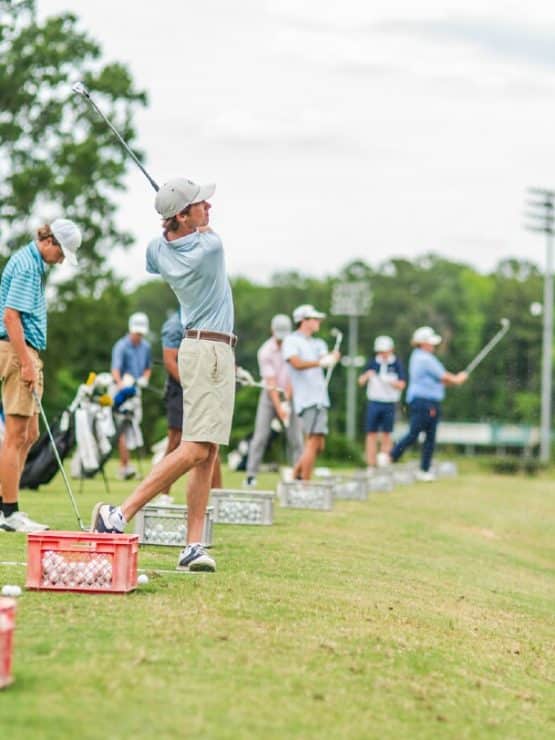PGA Golf Management students at the driving range