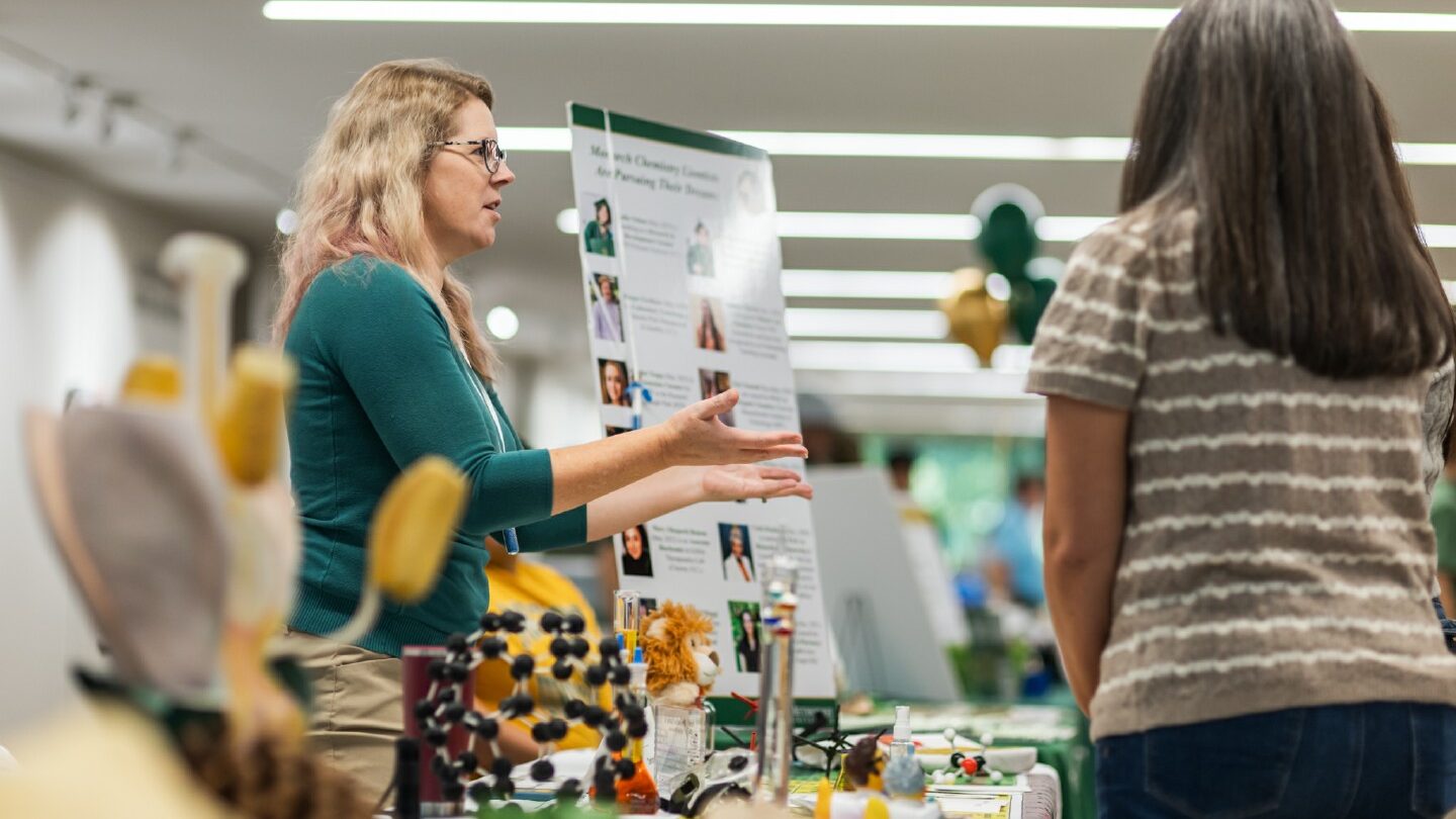 Dr. Stephanie Hooper Marosek speaks to students at Fall Open House